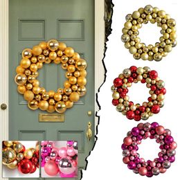 Decorative Flowers Christmas Wreath Ball Ornaments Shatterproof Front Door Window Hanging Xmas Decoration For Holiday Event Indoor Outdoor