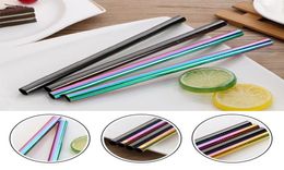 21512mm Stainless Steel Straw 5 Colours Metal Straw Colourful Drinking Reusable Straight Large Straws For Juice Coffee Drinking Str8875260