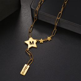 Custom Star Letters Name Pendant Necklace Stainless Steel Choker Necklace Gift