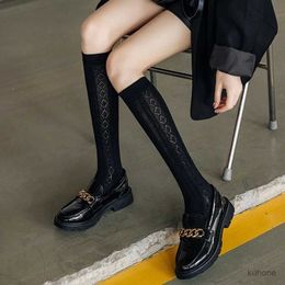 Socks Hosiery Japan Style High School Student Stockings Long Socks Solid Black White Summer Thin Woman Socks JK Costumes Girls Knee High Socks