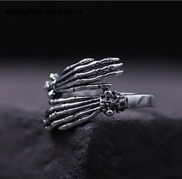 925 Sterling Silver Ring Vintage Punk skulls Hand Charm Boho Minimalism Birthday Gift Haut Femme Anillos Rings for Women Jewelry6329747