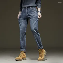 Men's Jeans 2024 Spring And Autumn Blue Gray Straight Fit Young Denim Trousers Four Seasons Pants