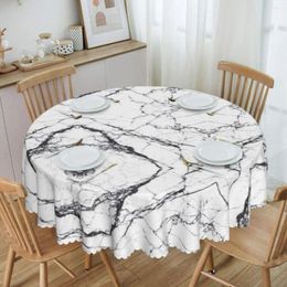 Table Cloth Round Waterproof Black And White Marble Texture Cover Modern Geometric Graphic Tablecloth For Picnic 60 Inches