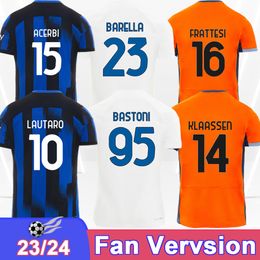 23 24 DUMFRIES THURAM Mens Soccer Jerseys LAUTARO BARELLA PAVARD CARLOS ALEXIS BASTONI Home Away 3rd Football Short Sleeve Shirt Adult Uniforms.