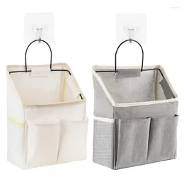 Storage Bags Basket With Pockets Sticky Hook Wall Hanging Bag Waterproof Bin Home