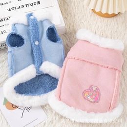 Dog Apparel Hearts Jackets For Dogs Clothing Cat Small Letter Print Cute Winter Velvet Warm Boy Pet Clothes Chihuahua Products 2024