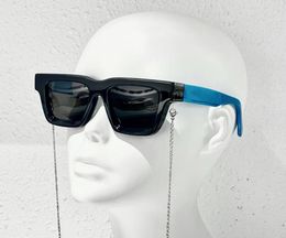 Luxury Square Millionaires Sunglasses for Men Blue Black Dark Lenses Sun Shades UV Protection Eyewear with Box8311832