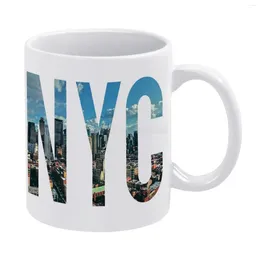 Mugs YORK CITY. White Mug Custom Printed Funny Tea Cup Gift Personalised Coffee City Nyc America Usa Sky Buildings S