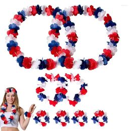 Decorative Flowers Artificial Rose Flower Hanging Wreath Garland King Charles III Party Set Red White Blue Wedding Romantic