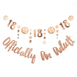 Party Decoration Rose Gold 18th Happy Birthday Banner Decorations Number 18 Circle Dot Twinkle Star Garland Bunting For Officially An Adult