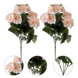 Decorative Flowers 2Pcs Artificial Begonias Flower With Stem Wedding Po Props Faux Red Decoration Mariages