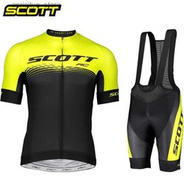 Cycling Jersey Sets 2023 SCOTT Pro Team Bicyc Clothing Men New Road Bike Wear Racing Clothes Breathab Cycling Jersey Set Ropa Ciclismo Maillot L48