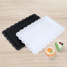 Plates Practical Tray Rectangular Durable 2 Colours Rectangle Plastic Cupcake Serving Dessert Delicate