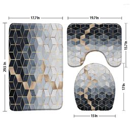 Bath Mats Color Gradient Geometry Mat 3pcs Set Floor U-Shaped Pad Bathroom Rug Carpet Anti Slip Toilet Cover Products