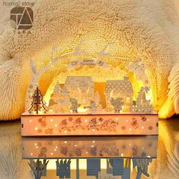 3D Puzzles Tada 3D Christmas Lamp Wooden Puzzle with Light Assembly Model Toys Birthday Gift For Children Kids Adult Y240415