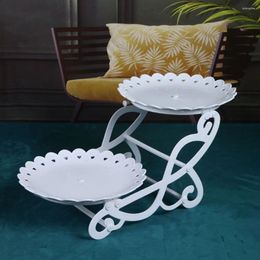 Decorative Plates Plastic Bicycle Cake Display Plate 2 Tier White Shape Dessert Storage Stand DIY Table Ornaments Birthday