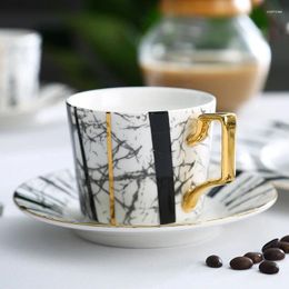 Cups Saucers European Bone Porcelain Coffee Cup English Luxury Afternoon Tea Set Dish Ceramic Pynomics Black