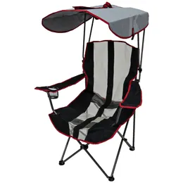 Camp Furniture Foldable Outdoor Camping Beach Fishing Chairs With Canopy & Cup Holder - Black Stripe