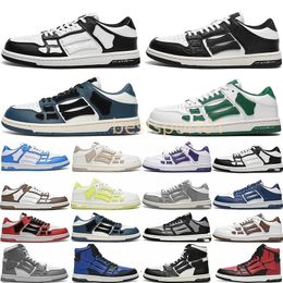 Designer Men High Athletic Shoes Skelet Bones Runner Women Black White Blue Green Casual Sports Skel Top Low Genuine Leather Lace Up Luxury Trainer Sneakers k3