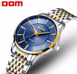 DOM Women Mechanical Watch Fashion Stainless Steel Blue Dial Watch Luxury Waterproof Female Automatic Clock Montre Femme G79327h1913487