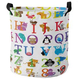 Laundry Bags Cute Animals Cartoon Alphabet Dirty Basket Foldable Waterproof Home Organiser Clothing Kids Toy Storage