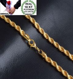 OMHXZJ Whole Personality Chains Fashion OL Woman Girl Party Wedding Gift Gold 6MM Rope Chain 18KT Golds Chain Necklace NC1573912305