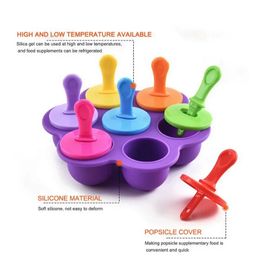 new 2024 Hot 7 Cavity Silicone Mini Ice Pops Mould Ice Cream Ball Maker Popsicles Moulds Baby Diy Food Supplement Tool Moldes De Silicona - -