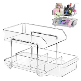 Storage Bags Under The Sink Organizer Pull Out 2-Tier Drawers Clear Slide Cabinet & Countertop Pantry Organization With