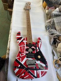 Heavy Relic Electric Guitar Floyd Rose Tremolo Bridge Red Frank 5150 Black White Stripes Edward Eddie Van Halen Free Shipping