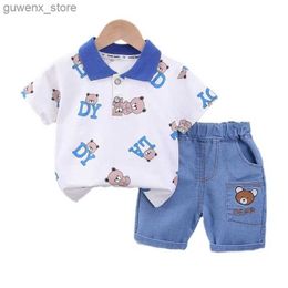 Clothing Sets New Summer Baby Clothes Suit Children Boys Fashion Cartoon T-Shirt Shorts 2Pcs/Set Infant Toddler Casual Costume Kids Tracksuits Y240415Y2404170BSU