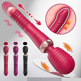 Powerful Thrusting Dildos Vibrator Three motors silicone Telescopic plus vibration large size Wand Massager sexy Toy For Couple