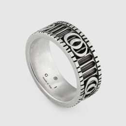 Rings Women Men Band Ring Designer Ring Fashion Jewellery Titanium Stainless Steel Letter Single Grid Rings Casual Couple Classic Retro Silver Optional Size 6-10 211