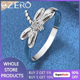 Cluster Rings ALIZERO 925 Sterling Silver Dragonfly Zircon Ring For Women Wedding Fashion Engagement Party Charms Jewellery Wholesale