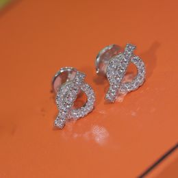 S925 sterling silver diamond studded small Q earrings for women light luxury temperament small vertical stick circular versatile summer earrings