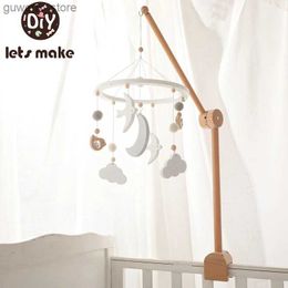 Mobiles# Lets Make Baby Wooden Bed Bell Cartoon Bird Mobile Rattles Toy 0-12 Months Carousel Crib Holder Arm Bracket Gifts For Newborns Y240415