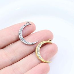 Charms 3pcs Wholesale Stainless Steel High Quality Moon Women's Pendant DIY Necklace Vacuum Plate 2 Colors