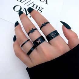 Hot Selling Black Joint Creative Personality Butterfly Snake Shaped Two in One Combination Set Ring