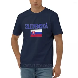 Men's T Shirts Cotton Slovakia Flag With Letter Design Short Sleeve Men Women Unisex Clothing T-Shirt Tops Tees 5XL