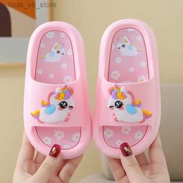 Slipper Summer Cartoon Childrens Slippers Girl Slipper Kids Cute Indoor Home Bathroom Shoes Boy Dinosaur Flip Flops Einhorn T240415