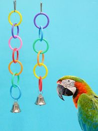 Other Bird Supplies 2pcs Set Random Colour Colourful Plastic Ring With Bell Parrot Toys