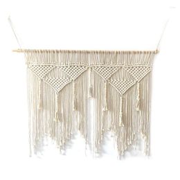 Decorative Plates Macrame Wall Hanging Handwoven Bohemian Cotton Rope Boho Tapestry Home Decor Creamy-White