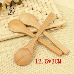 Coffee Scoops By Dhl 500pcs Mini Wooden Spoon Kitchen Cooking Tea Utensil Ice Cream Tableware