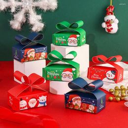 Gift Wrap 5pcs Firm Base Kraft Paper Material Package Case Christmas Candy Box Wrapping Bow Shape Handle Baking Boxes
