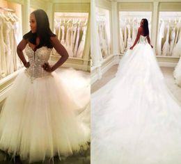 A Line Boho Wedding Dresses Bling Crystal Beaded Sweetheart Long Train Plus Size Bridal Dress Lace Up Back Country Wedding Gowns C4095852