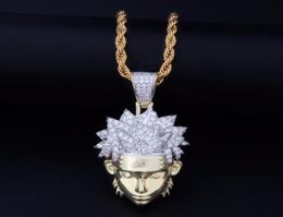 Hip Hop Full AAA CZ Zircon Bling Iced Out Cartoon Uzumaki Pendants Necklace for Men Rapper Jewellery Gold Colour Gift 2010142133136
