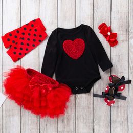 2024 Mother's Day Baby Set Love Long Sleeved Sweetheart Princess Dress 5-piece Set