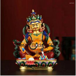 Decorative Figurines 6'' Nepal Bronze Copper Gold Colored Drawing The God Of Wealth Yellow Jambala