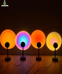 Sunset Projector Lamp Night Lights RGB Rainbow Atmosphere for Home Bedroom Coffe shop Background Wall Decoration USB Table Lamp6978161
