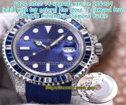 eternity NF 2021 V4 Upgrade version Diamond inlay 904L Steel ETA 2824 SA2824 Automatic Blue 116619 Mens Watch Iced Out Diamonds Wa9411726