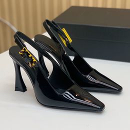 Dune Slingback Pumps в патентной кожаной дизайнерской сандалии стройные высокие каблуки